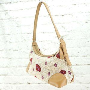 Womens Cream Red Embroidered Adjustable Shoulder Strap Baguette Handbag …